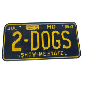 Missouri JUL 1987 1984 License Plate #2-DOGS Show Me State Garage Man Cave Decor